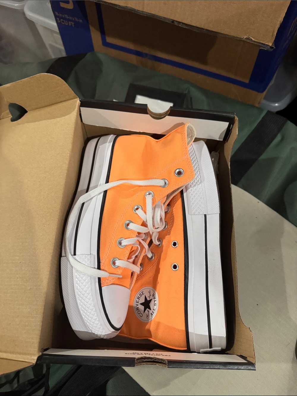 Kids High-Top Canvas Sneakers in Bright Orange